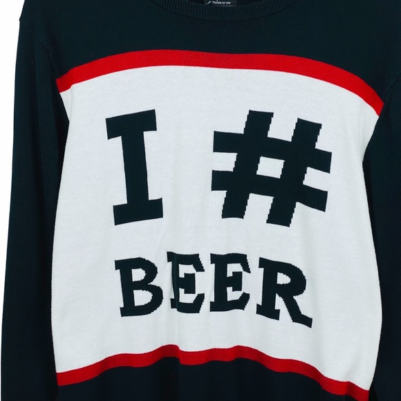 Empyre Surplus Co. Beer Collegiate Fraternity Crewneck Pullover Knit Sweater L - Picture 6 of 9